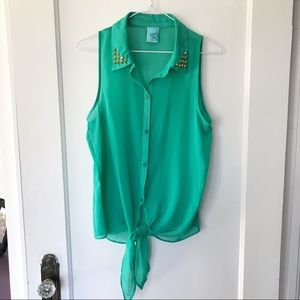 TURQUOISE SHEER TOP